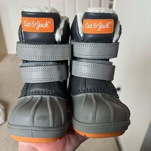 Cat & Jack Kids' Black and Orange Snow Boots 5T